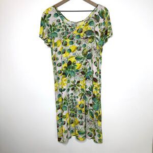 Hula Moon By Jams World "Lemon Drop" Short Sleeve Floral Rayon  XL Shirt Dress
